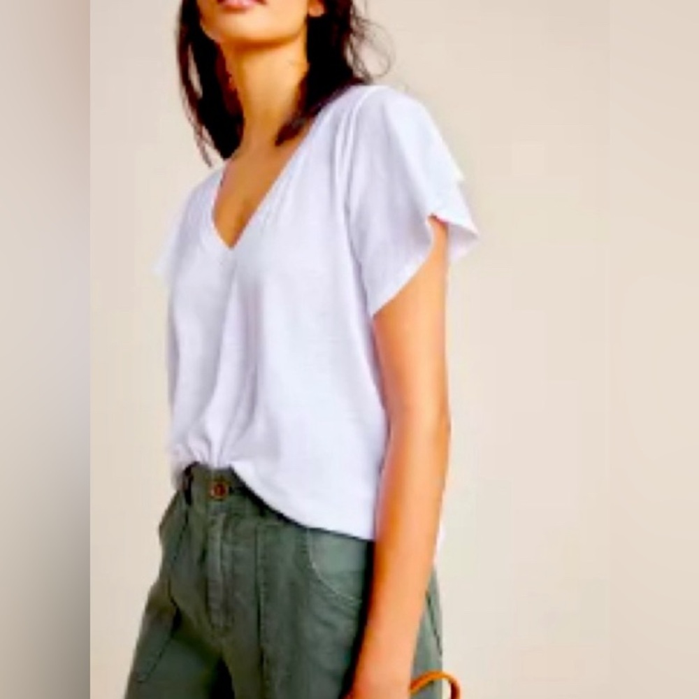 Anthropologie T.La Wayfaring Tee-White-Size X-Small